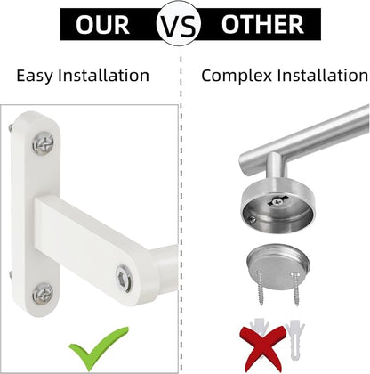 KLJKPA White 24 Inch Bathroom Towel Bar, Towel Racks for Bathroom Wall Mounted Hanging Bath Towels, Stainless Steel Single Towel Rod Holder