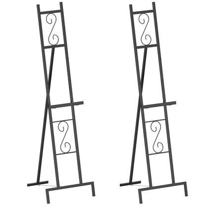 2 Pack Easel Stand for Sign, Metal Easels with Chain Support, Adjustable Free Standing Painting Rack for Display, Poster Picture, Wedding Sign,17" x 17" x 58", Black