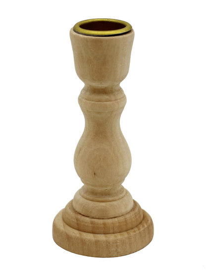Creative Hobbies 4 Inch Tall Unfinished Wooden Candlesticks with Metal Candle Holder Cup Center - Wholesale Pack of 6