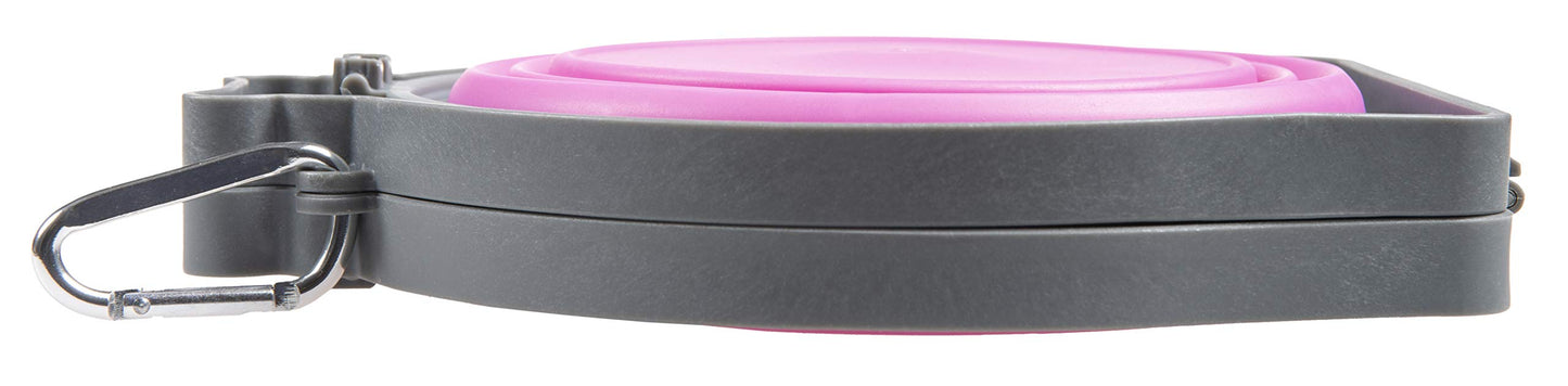 Loving Pets - Bella Roma Double Diner Portable Travel Dog Bowls Collapsible Combined Dog Food & Water Bowls (Pink, Medium)