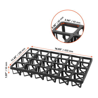 SINJEUN 12 Pack Square Nursery Pot Tray with 24 Holes, Black Plastic Nursery Trays for Carrying Small Plant Pots