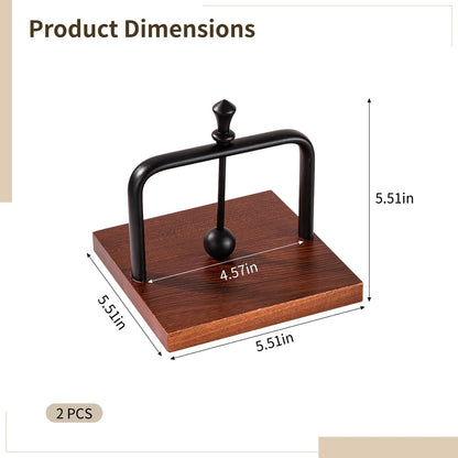 2 Pcs Wooden Base Napkin Holder, Elegant Black Metal with Aluminum Alloy Frame, Ideal for Indoor and Outdoor Use, Space-Saving Square Design, Perfect for Dining Tables and Picnics