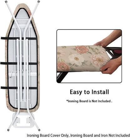 Floral Print Ironing Board Cover, Stretch Scorch Resistant Padding Elastic Edge