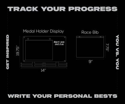 BLAUBECK Medal Hanger Display for Runners, Marathon Medal Holder Display Wall Hanger and Race Bib Boards Holder with Chalkboard Marker - Holds up to 50 Medals, 40 Race Bibs
