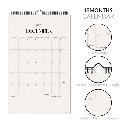 Jotsome Wall Calendar 2026-2027, Large Monthly Wall Calendar From Now to June 2027 11x17 inch for Home and Office, Easy Planning, Gift for the Holidays