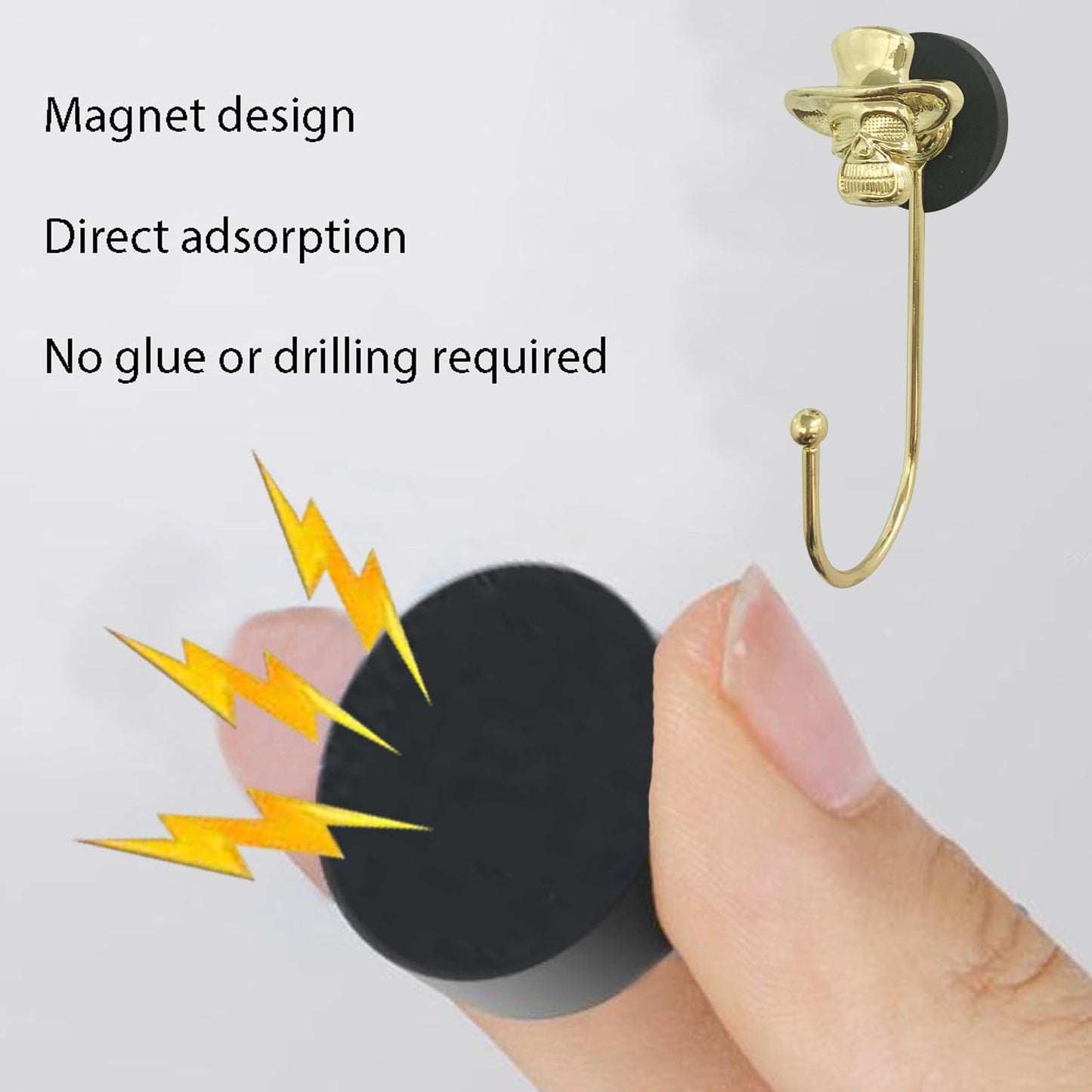 ZH-ZHENGHENG 4pcs Skull Magnetic Hook,Magnetic Hooks Heavy Duty for Classroom Beach Vacation Kitchen Grills Home (Gold)
