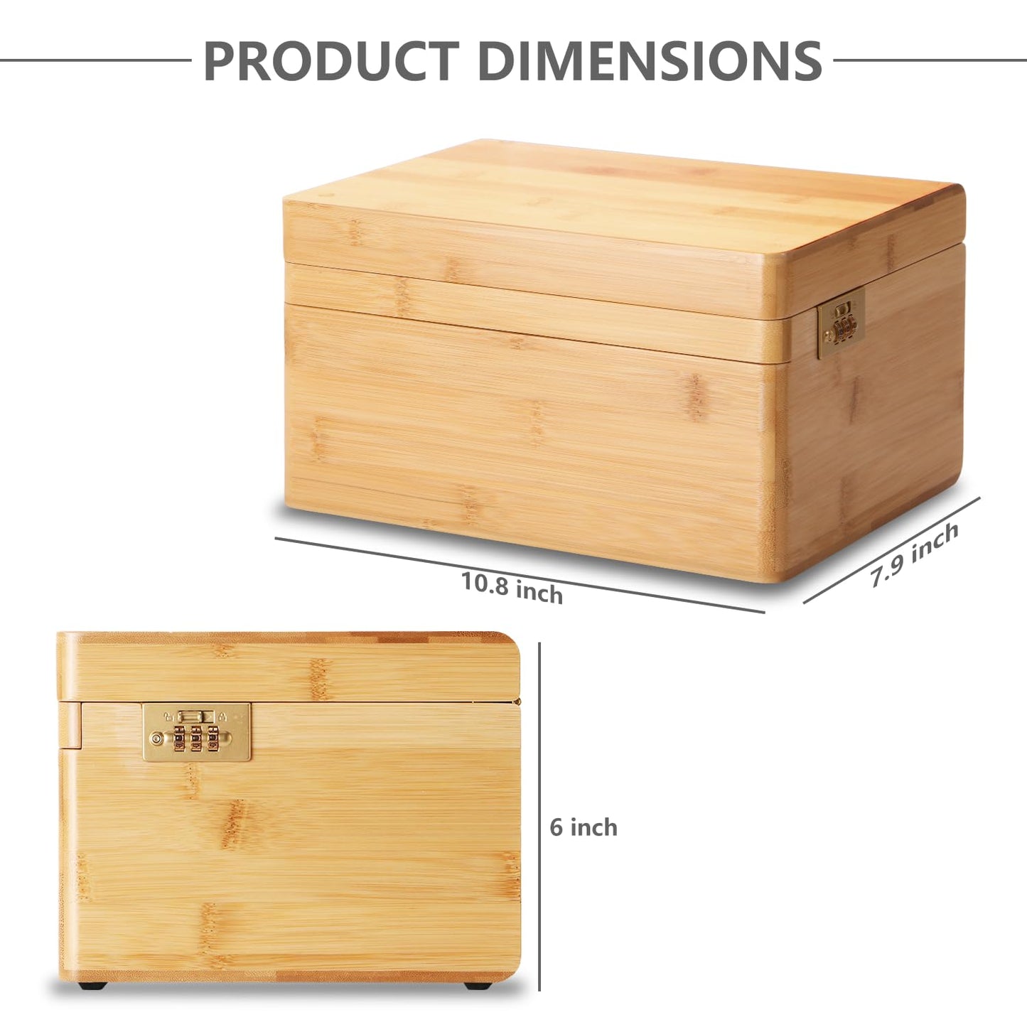 BAWADE Wooden Storage Box with Lock – Lockable Wooden Box with Lid for Personal Items & Keepsake – Discreet Wooden Storage Box