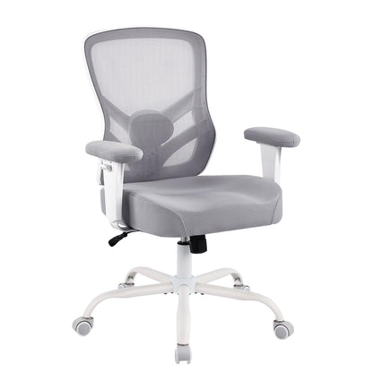 YFO Ergonomic Office Chair, Mesh Computer Desk Chair with Adjustable Back Lumbar Support and Armrests, Comfy Executive Rolling Swivel Task Chair for Home Office, Grey