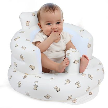 EKEPE Inflatable Baby Seat for Babies 3 Months & Up, Baby Floor Seats for Sitting Up, Baby Seats for Infants, Blow Up Baby Chair with Built in Air Pump - Bear
