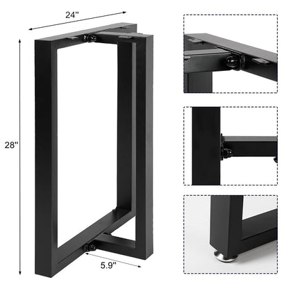HOMEKAYT Metal Table Legs 28’’x 24’’ Heavy Duty T-Shape Desk Legs Industrial Furniture Legs for Dinning Table, Computer Table, Office Table (2Pcs)-Black