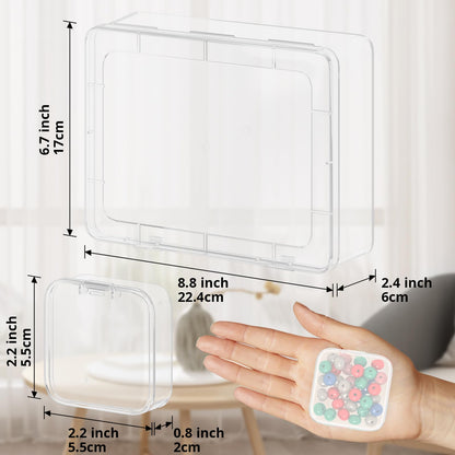 Mathtoxyz Bead Organizer Box, 90Pcs Small Bead Organizers and Storage Plastic Cases Mini Clear Bead Storage Containers Boxes with Hinged Lid and Rectangle for Bracelet Making DIY Jewelry Craft Nail