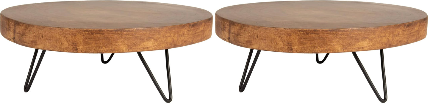 Creative Co-Op Decorative Paulownia Wood Pedestal, Dark Brown (Pack of 2)