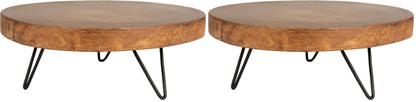 Creative Co-Op Decorative Paulownia Wood Pedestal, Dark Brown (Pack of 2)
