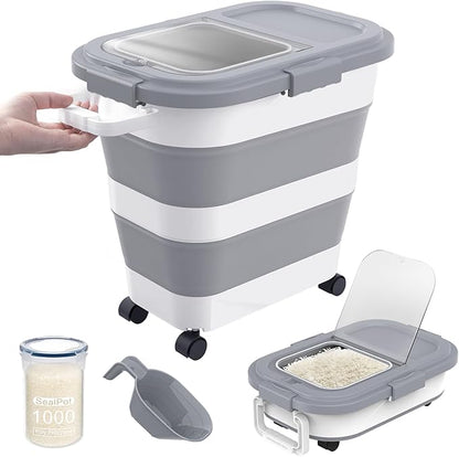 HOYTAMDA 25-35Lbs Rice Container, Collapsible Airtight Food Storage Containers