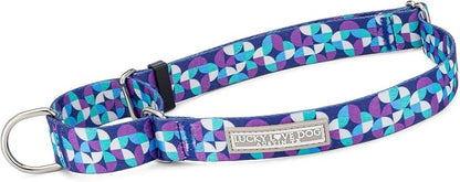 Lucky Love Dog Martingale Dog Collar & Leash - Adjustable, No-Slip, Durable, Comfortable, Soft Webbing, & Stylish Patterned Collar & Leash Set for Male and Female Dogs - Jasper Combo, Large