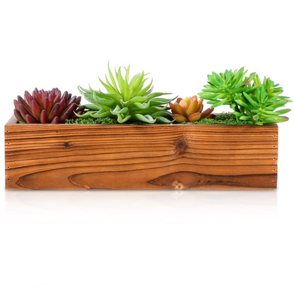 Hemobllo Rustic Wooden Flower Box Rectangular Cedar Planter for Outdoor Indoor Succulent Pot Decorative Planter