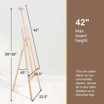 Falling in Art Easel Stand for Painting, Adjustable Wooden Easels for Painting Canvas Up to 42", Folding Art Easel for Drawing, Wedding Sign and Poster, Suitable for Kids and Adults