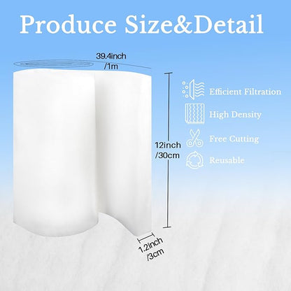 MAQIHAN Aquarium Filter Pad – Aquarium Filter Media 39.4 x 11.8in Aquarium Filter Floss for Freshwater & Saltwater Fish Tanks, Ponds, Turtle, Water Polishing Pad for Clear Water