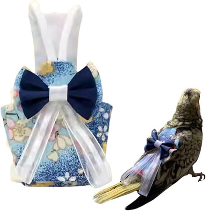 Bird Diaper Cockatiel Clothes Flight Suite, Reusable Parrot Nappy with Waterproof Inner Layer, Cute Pigeon Pants Urine Wet Suit Costume for Conure Macaw (Blue A,XS)
