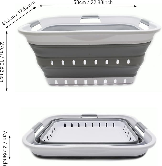 SAMMART 42L Collapsible Plastic Laundry Basket