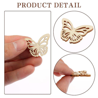 300Pcs Wooden Embellishments,Flower Butterfly Shape Wooden Cutouts Wooden Scrapbooking DIY Handmade Crafts Children Graffiti Home Decor Wooden Crown Pieces Discs Wood Slice Ornament Manual Accessories