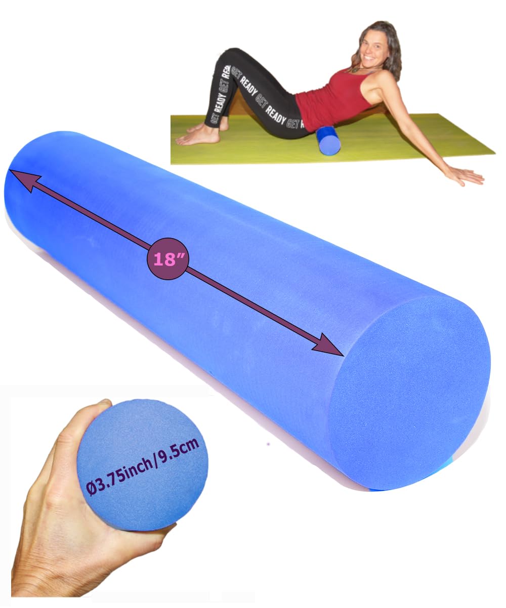 Foam Roller Back Leg Muscle Pain - Small Size Medium Density EVA Muscle Recovery Roll Ø3.75"x18" for Physical Therapy, Helps as Spine Cracker Stretcher