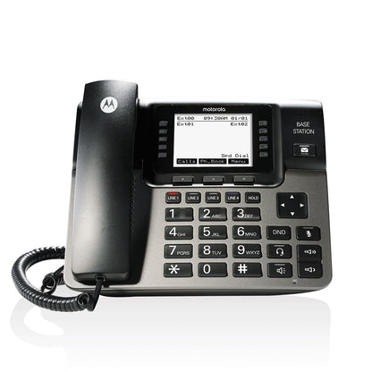 Motorola ML1000 4-Line Corded Base Station | Expandable Small Business Phone System | Supports up to 10 Wireless Extensions (ML1100/ML1200) | Digital Receptionist & 200-Minute Answering System