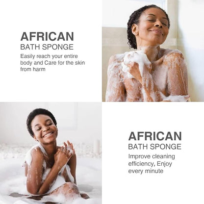 UJFQBH 3 Pieces African exfoliating net African Net Long Net Bath Sponge Exfoliating Shower Body Scrubber Back Scrubber Skin Smoother,Great for Daily Use (Yellow, Green, Blue)
