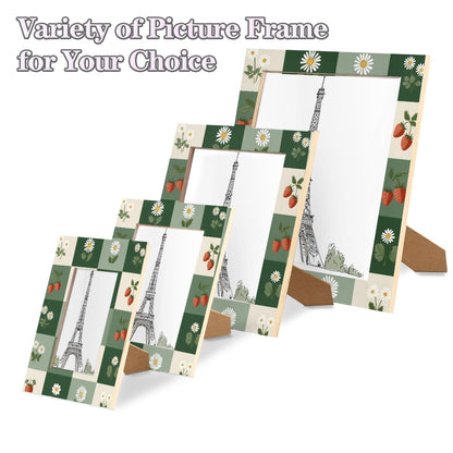 cfpolar 8x10 Picture Frame, Flower Fruit Strawberry Wooden Photo Frame Fits 5x7 with Mat or 8x10 without Mat Photo, Display Photos for Wall or Tabletop Desk Home Gallery Living Room