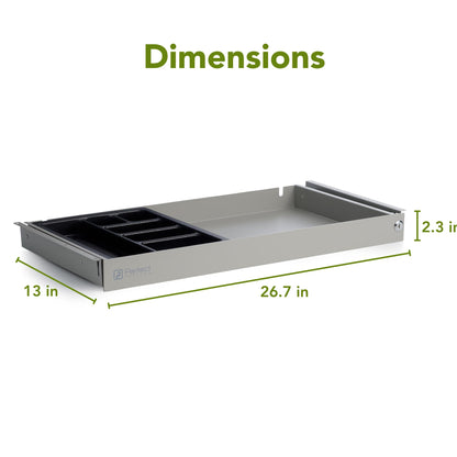 PERFECT POSTURE Max Under Desk Storage Drawer – Large Desk Drawer with Lock for Regular & Sit-Stand Standing Desks, Gray (26.7” x 13”)