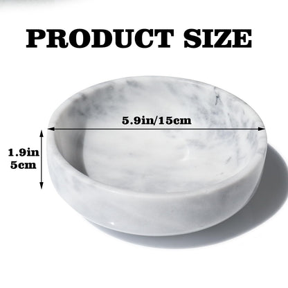 Neeenn 5.9" Natural White Marble Decorative Bowl with Non-Slip Base - Heavy Duty Modern Key Holder, Wedding Candy Dish, Office Desk Organizer for Contemporary Home Decor