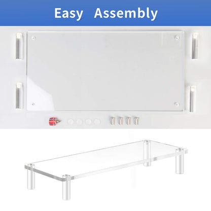YestBuy 20x7.5 Acrylic Monitor Stand Riser, Clear Computer Stand for Laptop, iMac, Pc, Printer, Desktop Ergonomic,Desk Riser Work from Home Accessories Office Supplies Platform Save Space