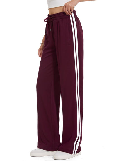 Tapata Women's 34" Inseam Tall Track Pants Loose Straight Leg Jogging Sweatpants Warm-Up Sports Athletic Running, Burgundy, XL