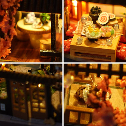 TOPBSFARNY Miniature Wooden Dollhouse Japanese DIY Doll House Kit Villa Building 3D Model Creative Gifts for Friend and Parents