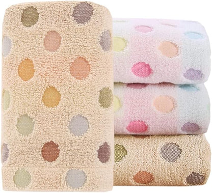 Pidada Hand Towels Set of 4 Colorful Polka Dot Pattern 100% Cotton Soft