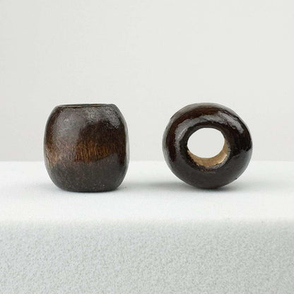 500 Dark Brown Large Hole Wood Beads for Crafts and Macrame 12mm x 11mm Barrel Hair Beads with 4mm Large Hole in Dark Brown