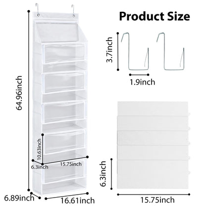 Bounlgsr 6 Large Hanging Yarn Storage Organizer with Double Zippers,10 Side Pockets, Large Capacity Knitting Needle Organizer, Over Door Yarn Organizer for Knitting Needles and Yarn