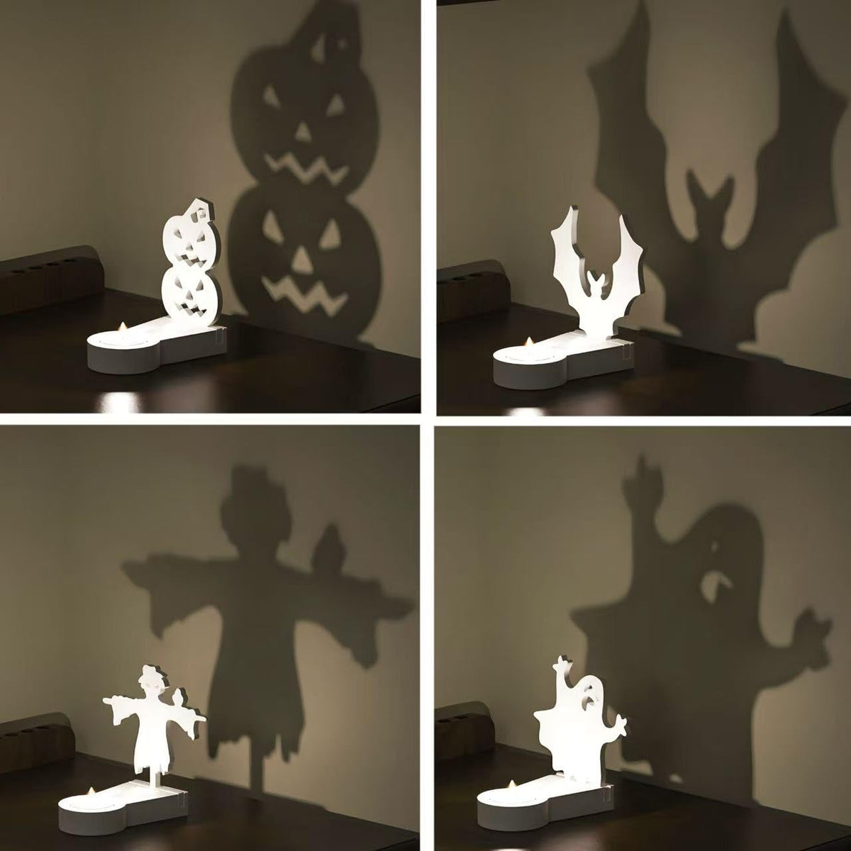 DoDoIYia 5Pcs Casting Shadow Candle Holder Resin Molds Silicone, Halloween Pumpkin Scarecrow Ghost Bat Shadow Resin Tealight Candle Holder Mold, Epoxy Molds for DIY Silicone Casting Mould Home Décor