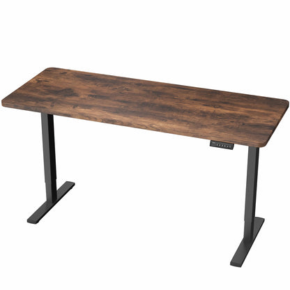 VIVO Electric 60 x 24 in Rustic Standing Desk, Memory Height Adjustment, 1B Series, Holds 220 lbs, One-Piece Vintage Brown Top, Black Frame, DESK-KIT-1B6N