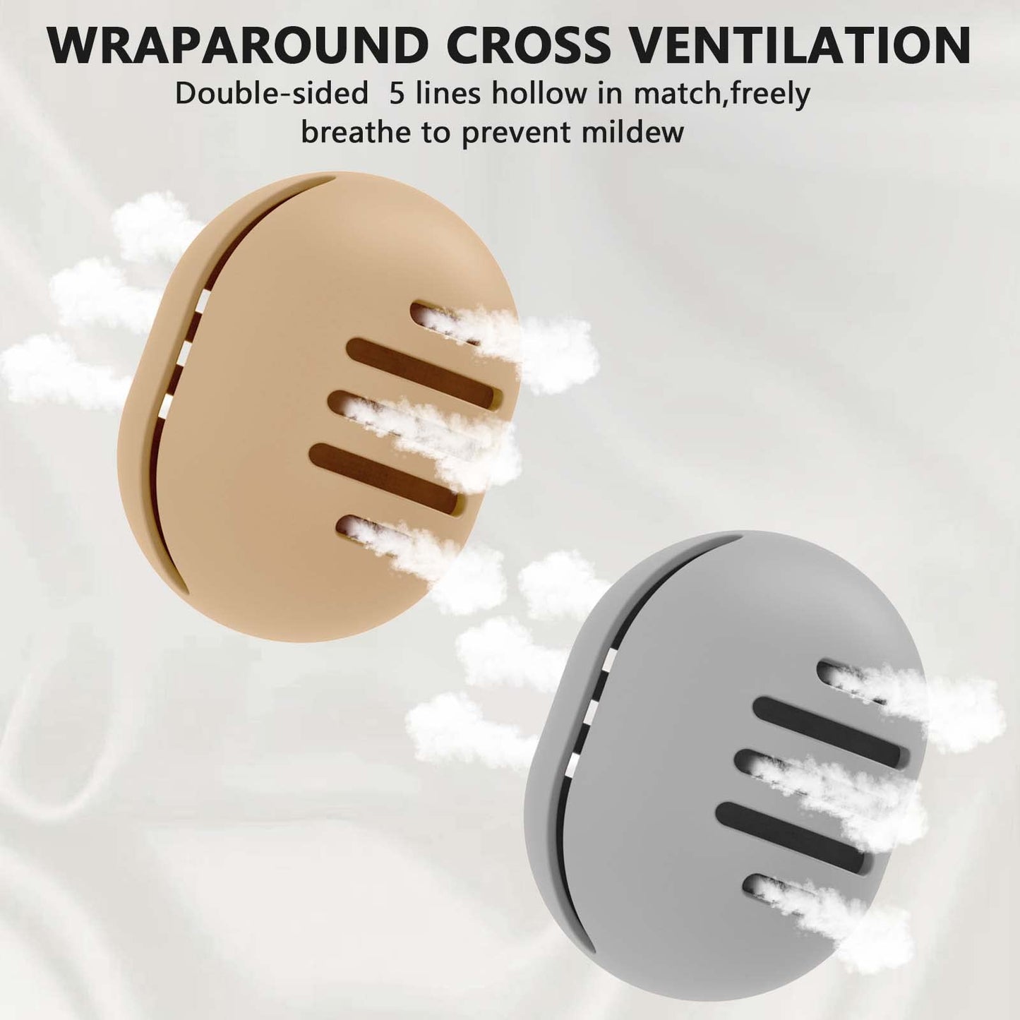 2 Pcs Makeup Sponge Holder,Double-Sided Breathable Silicone Beauty Blender Holder for Travel or Daily,Shatterproof Make-up Travel Case Quick Drying Easy to Carry,Grey+Pink