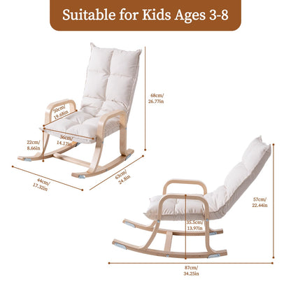 Swegrow Kids' Recliners，Rocker and Stationary Options, Sensory Rocking Chair for Kids & Toddlers，Versatile Floor Chair with Soft Fabric and Stability for Playroom, Bedroom, or Nursery (Beige)
