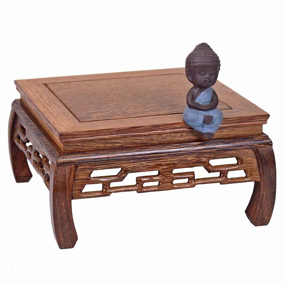 GOLDY&WENDY Chinese Style Wooden Base Rosewood Carved Flower Bonsai Display Stand Art Antique Furniture Decoration