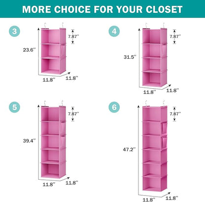 YOUDENOVA Hanging Closet Organizer, 4-Shelf Closet Hanging Storage Shelves
