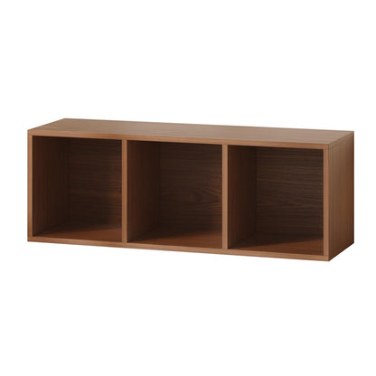 IOTXY DIY Modular Cube Bookcase - CubeXY Customizable Stackable Expandable Basic Shelving Units, 3-Cube Wooden Open Bookshelf for Fabric Storage Bin Organizer, Walnut