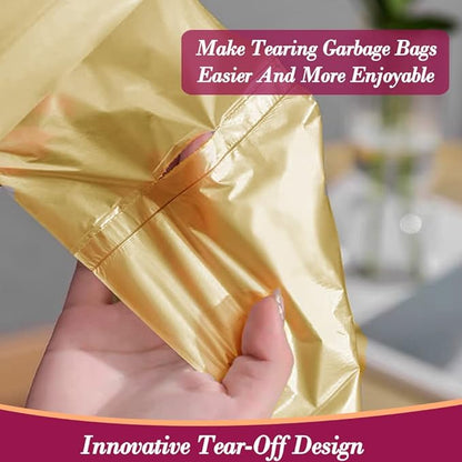 4 Gallon 180pcs Small Gold Trash Bags Strong Golden Garbage Bags, Bathroom