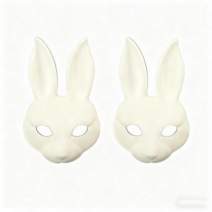 Yamoloz White DIY Bunny Mask for Costume Party or Festive Events 2 Pcs