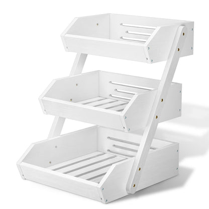 G.a HOMEFAVOR Fruit Basket for Kitchen, 3-Tier Fruit Bowl for Kitchen Counter, Vegetable Storage Stand for Fruit Shop, 15 mm Thickness (WHITE)