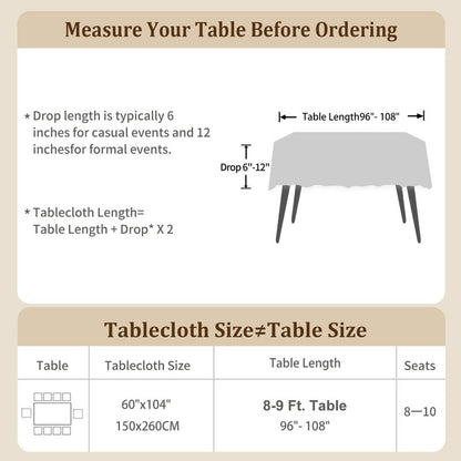 Laolitou Table Cloth (Fits 8 Foot Table) Rectangle Linen Waterproof Textured White Tablecloth, Washable Wrinkle Free Spill Proof Fabric Tablecloths for Dining Table Farmhouse, 60x120 Inch