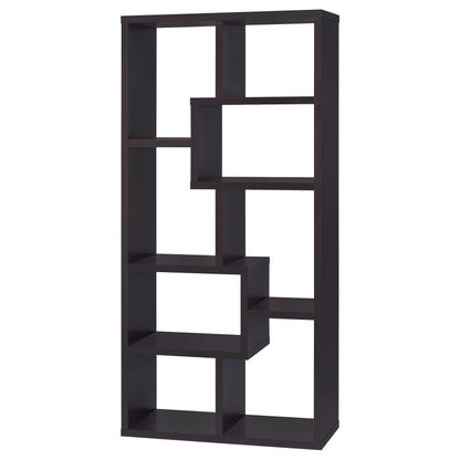 Coaster Home Furnishings - Theo - Wood - Geometric Bookshelf with Open Cubbies and Six Staggered Shelves - Home Office - 71-Inch - Cappuccino - 800264