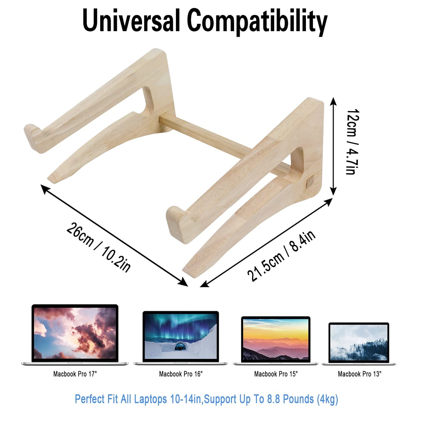 UI U & I Laptop Stand, Wooden Laptop Stand, Detachable Wooden Notebook Holder Mount Stand for Desk, 11-14inch Compatible with Apple MacBook Air Mac Pro, HP, DELL, Acer, Toshiba, Surface, Lenovo etc